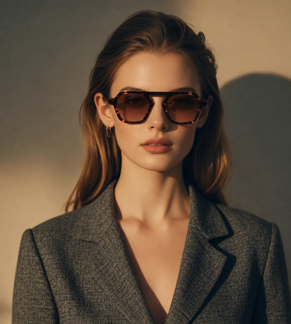 Smartreach campaign portrait with tortoise acetate aviator sunglasses