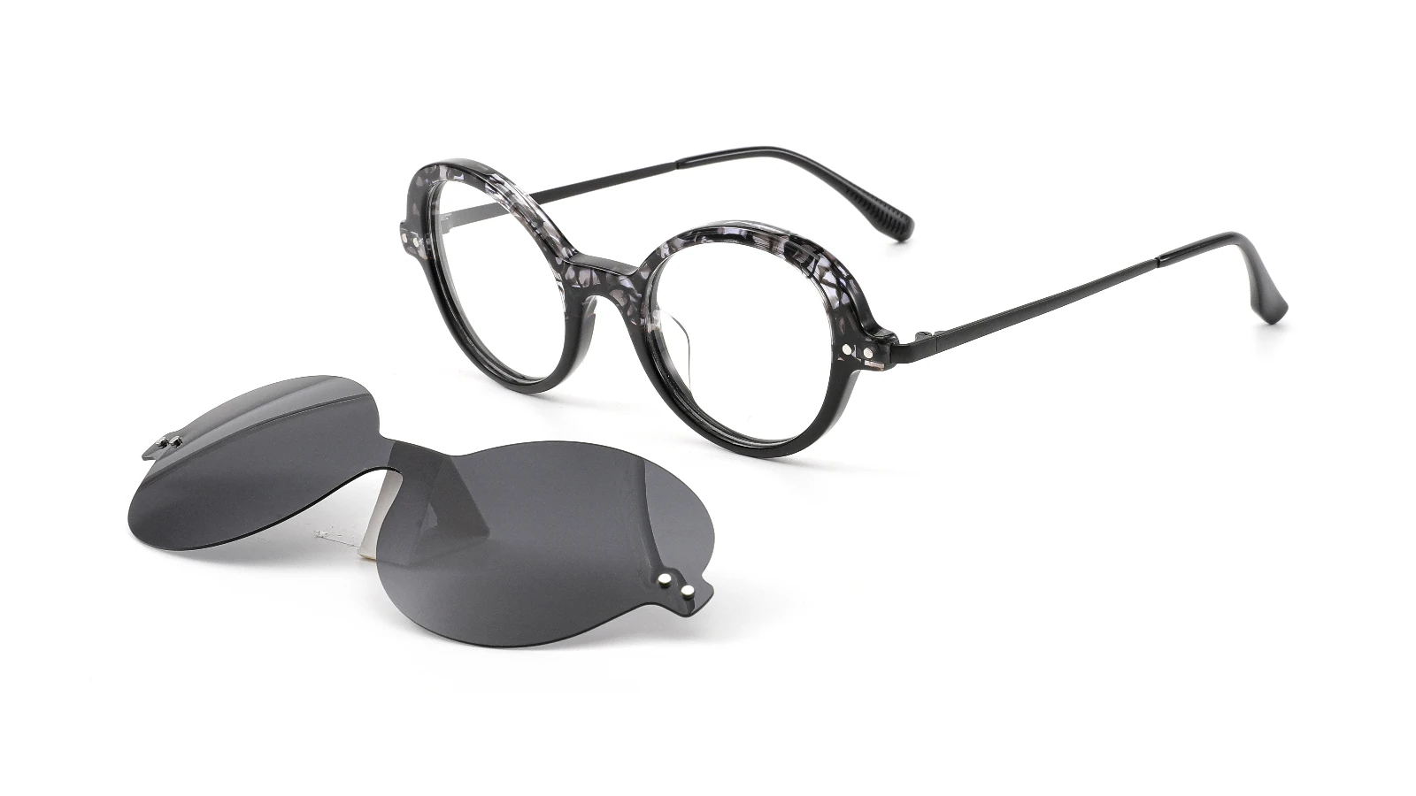SMC1346 clip-on eyewear, Black Marble — 45° view