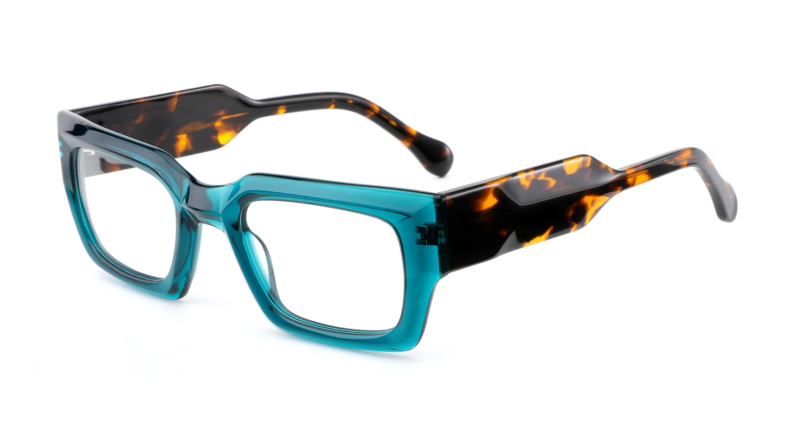 Teal / Tortoise — 45° view