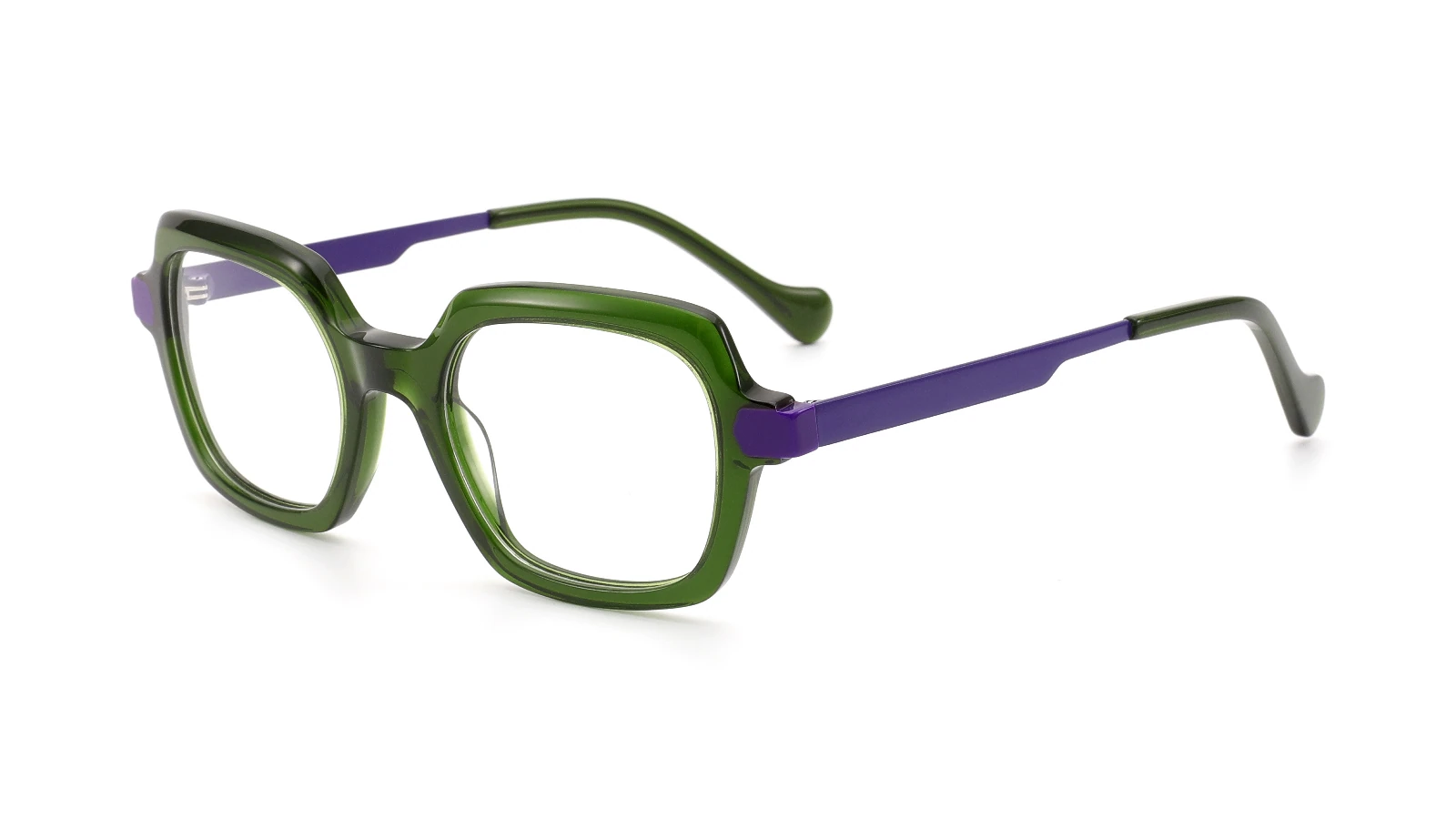 Verde oliva / Violeta — Vista a 45°